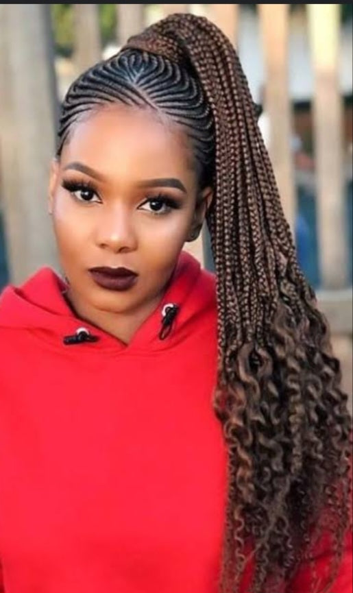 Curly Tips braids ponytail